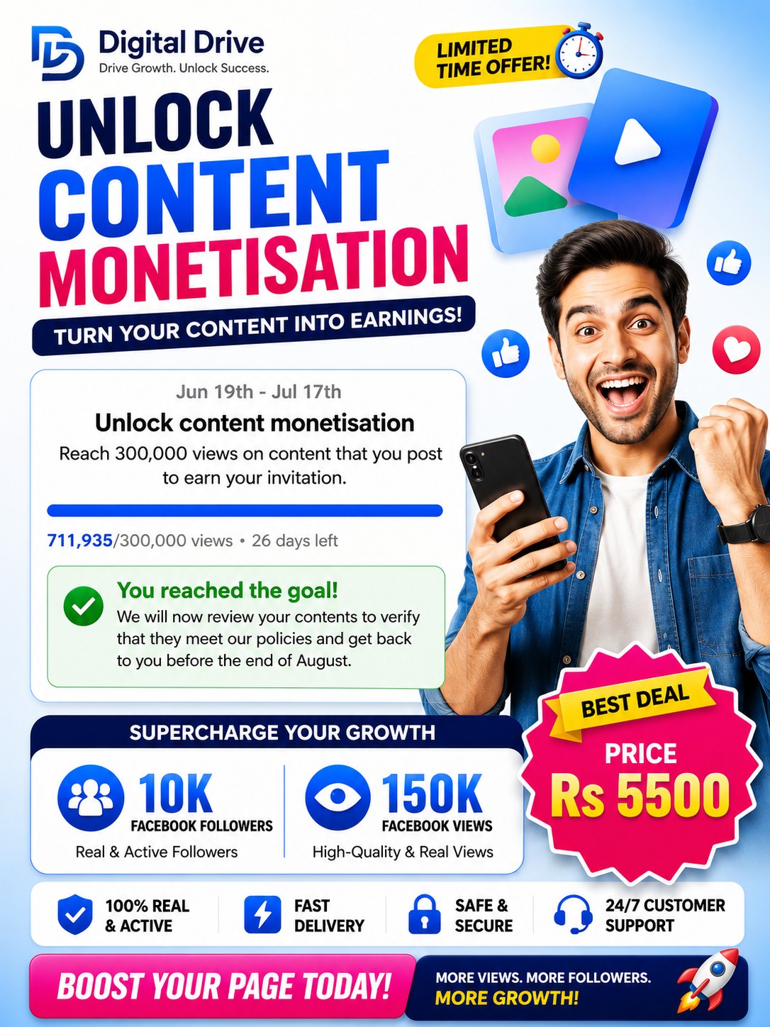 Digital Drive Facebook ad: Facebook Monetization Criteria Complete කරගන්න බැරි වෙලාද?