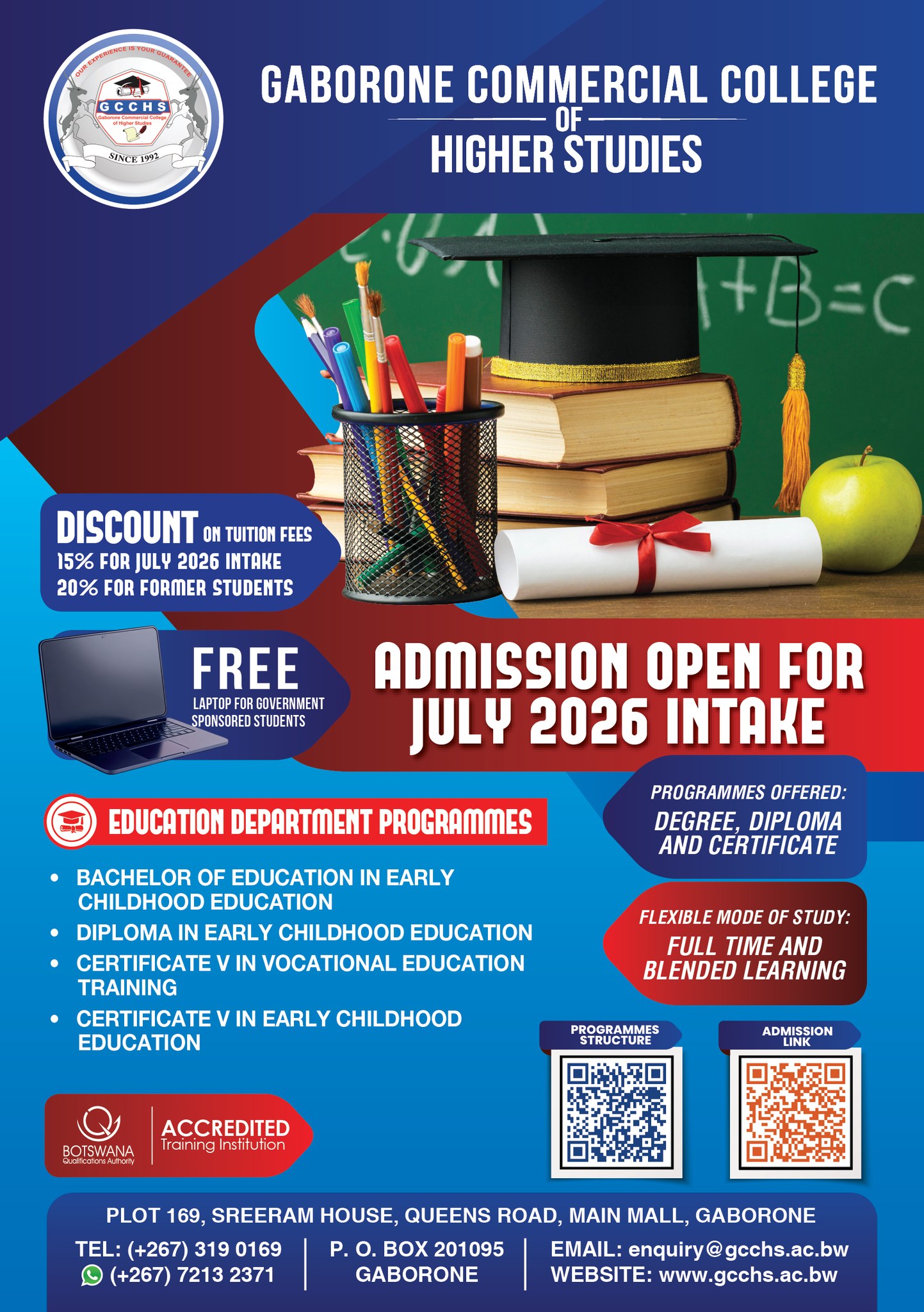Gaborone Commercial College of Higher Studies Facebook ad