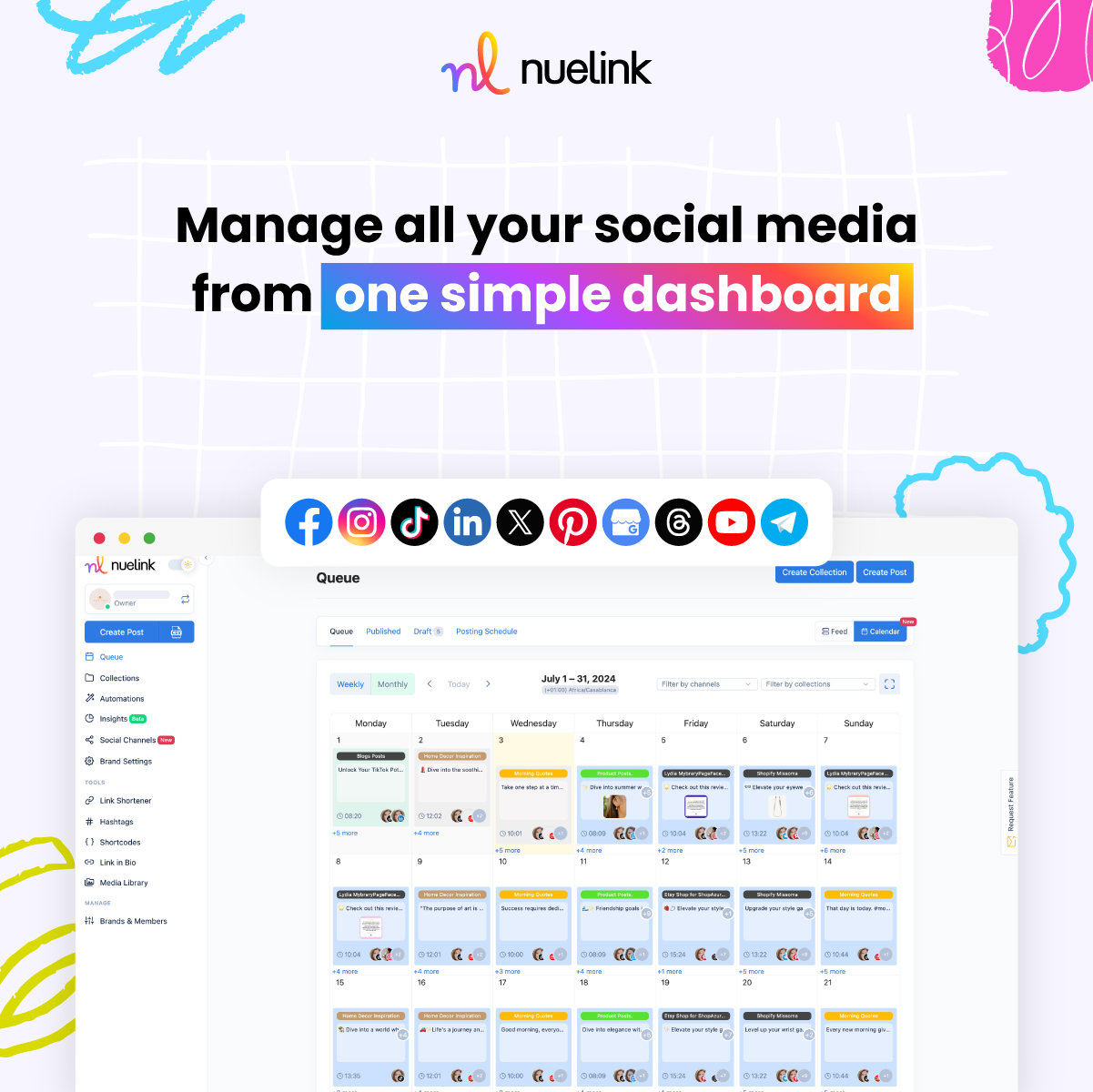 Nuelink Facebook ad: Manage all your social media from one place.