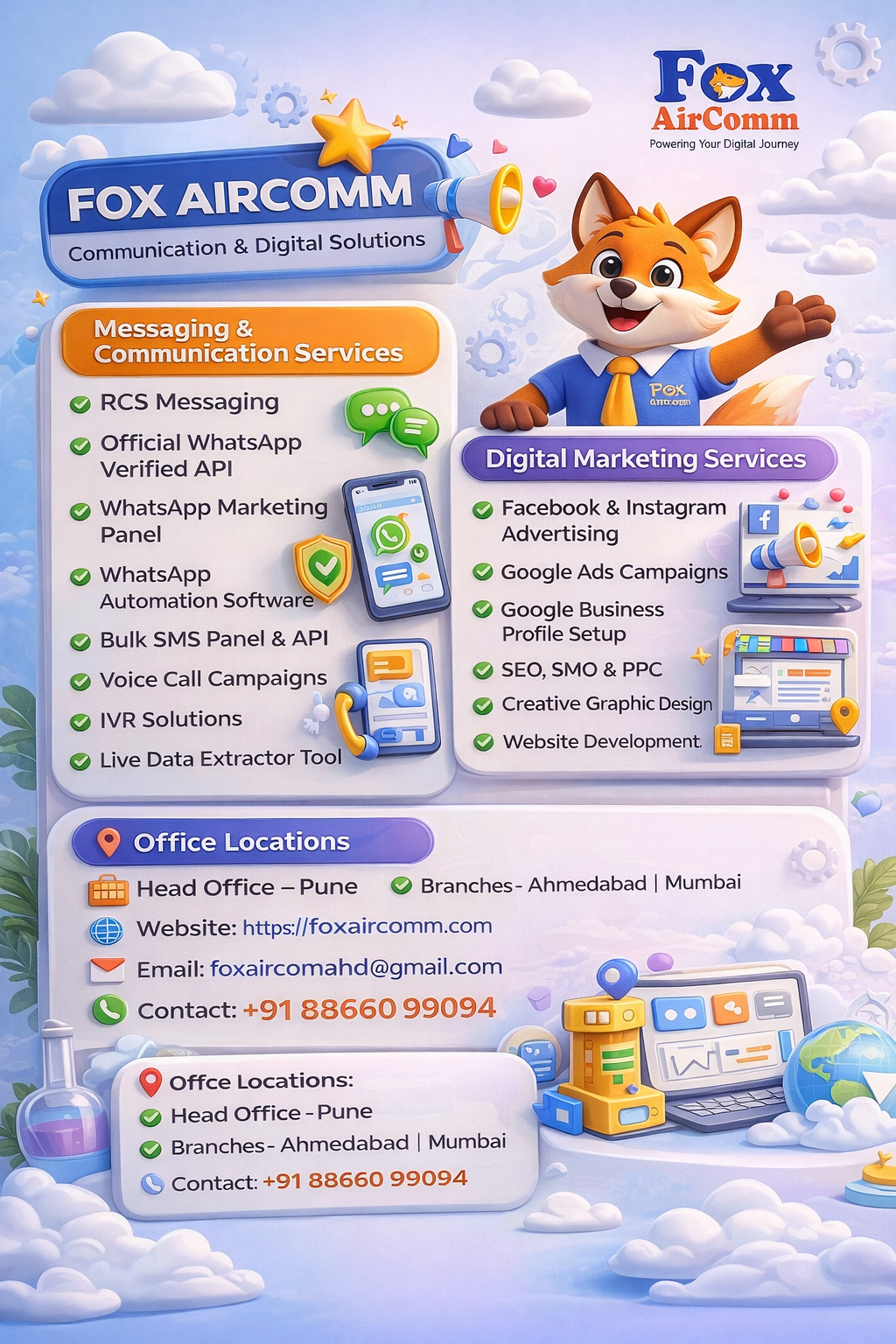 Fox Aircomm Ahmedabad Facebook ad: Grow your business with powerful communication & digital…