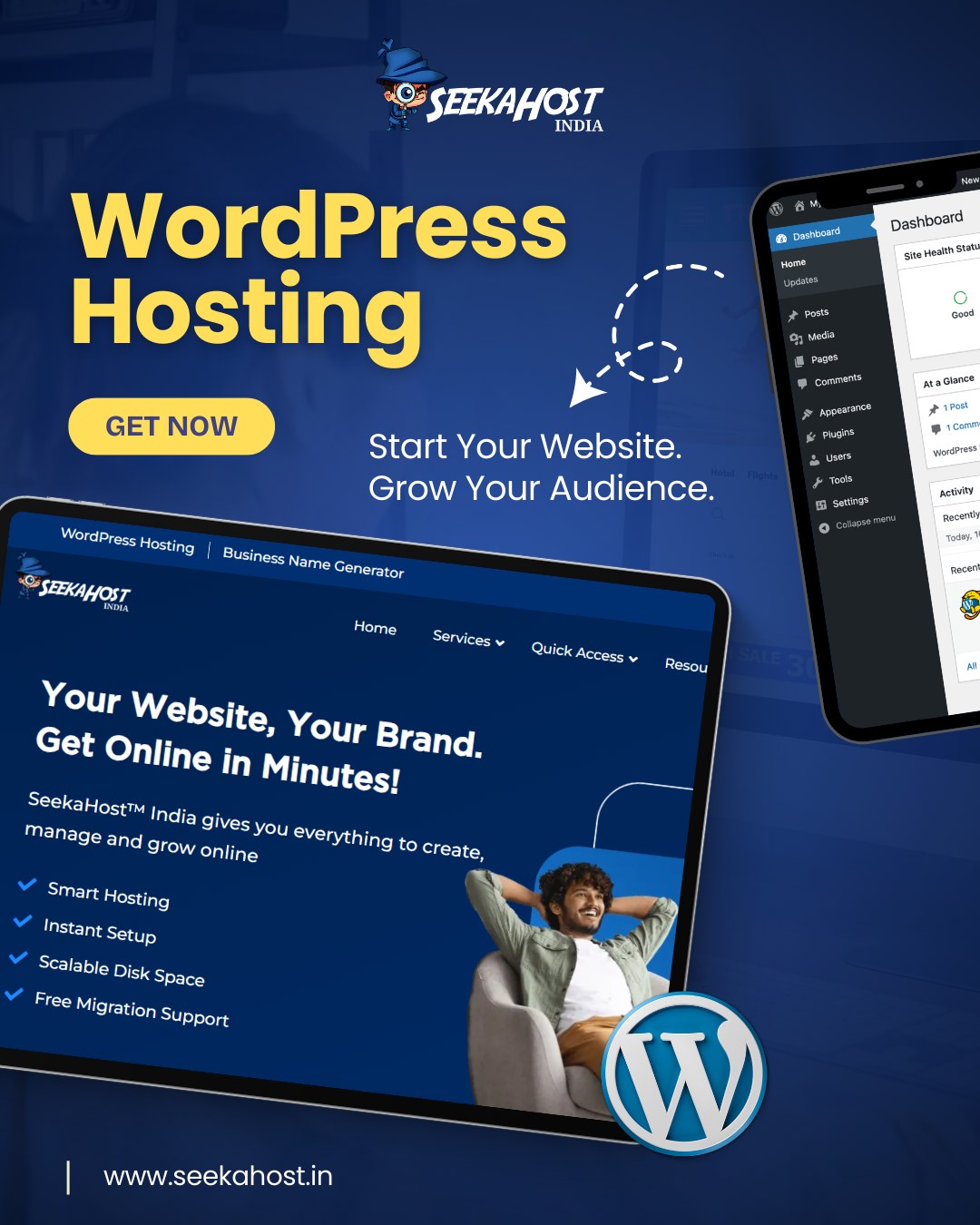 SeekaHost India Facebook ad: Managed WordPress Hosting India | Go Live in 60 Seconds