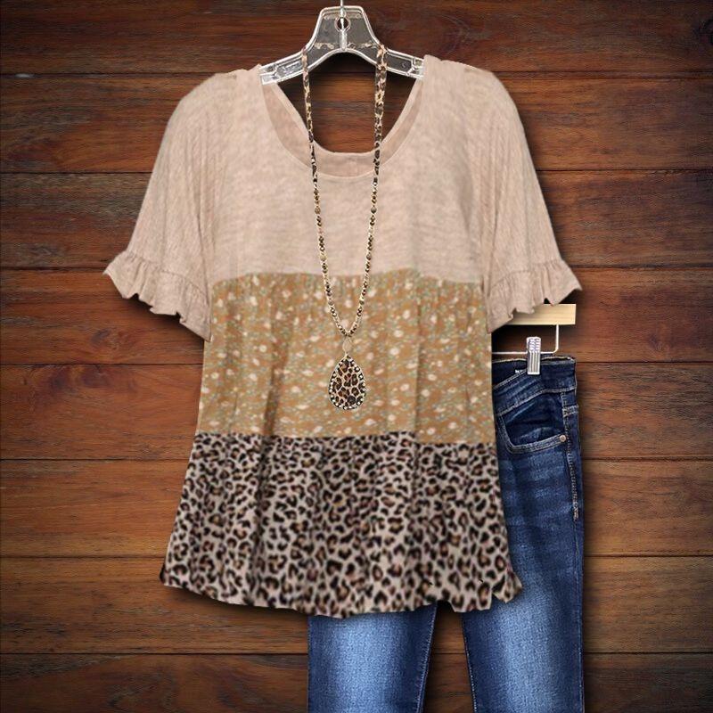 Sassy Grace Boutique Facebook ad: PASTORAL FLORAL LEOPARD MIXED PRINT TOP
