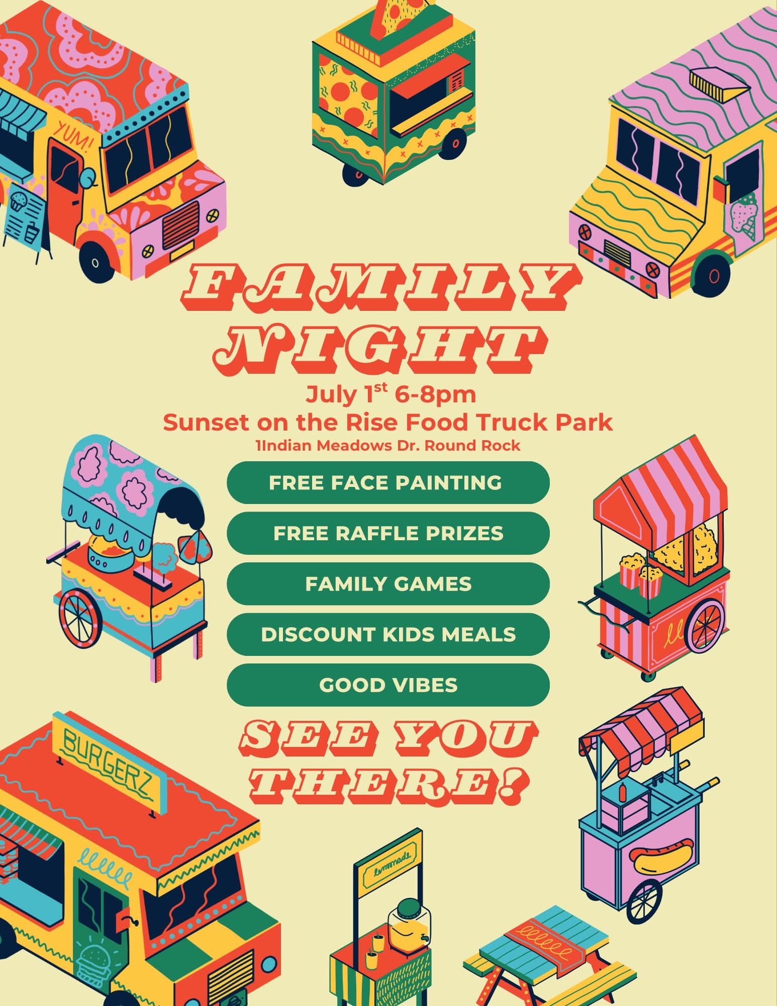 Sunset on the 'Rise Food Truck Park Facebook ad