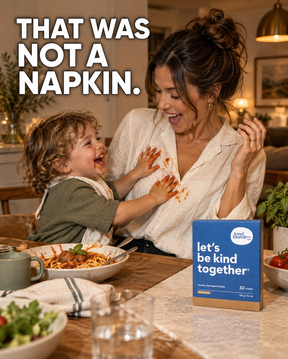 Kind Laundry Facebook ad: Plant-Based Cleaning Built for the Stains That Don't…