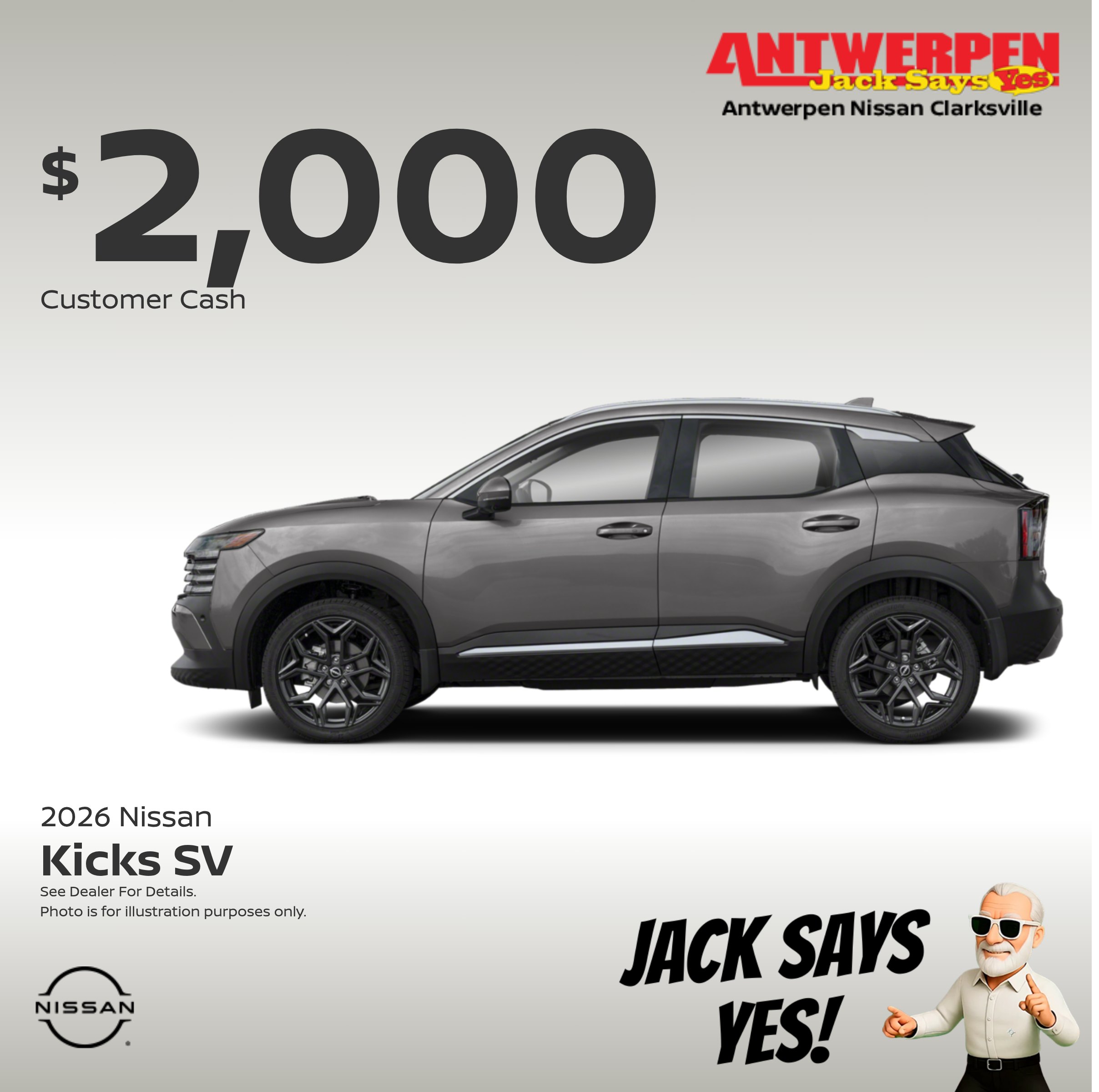 Antwerpen Nissan Of Clarksville Facebook ad from Aug 12, 2026