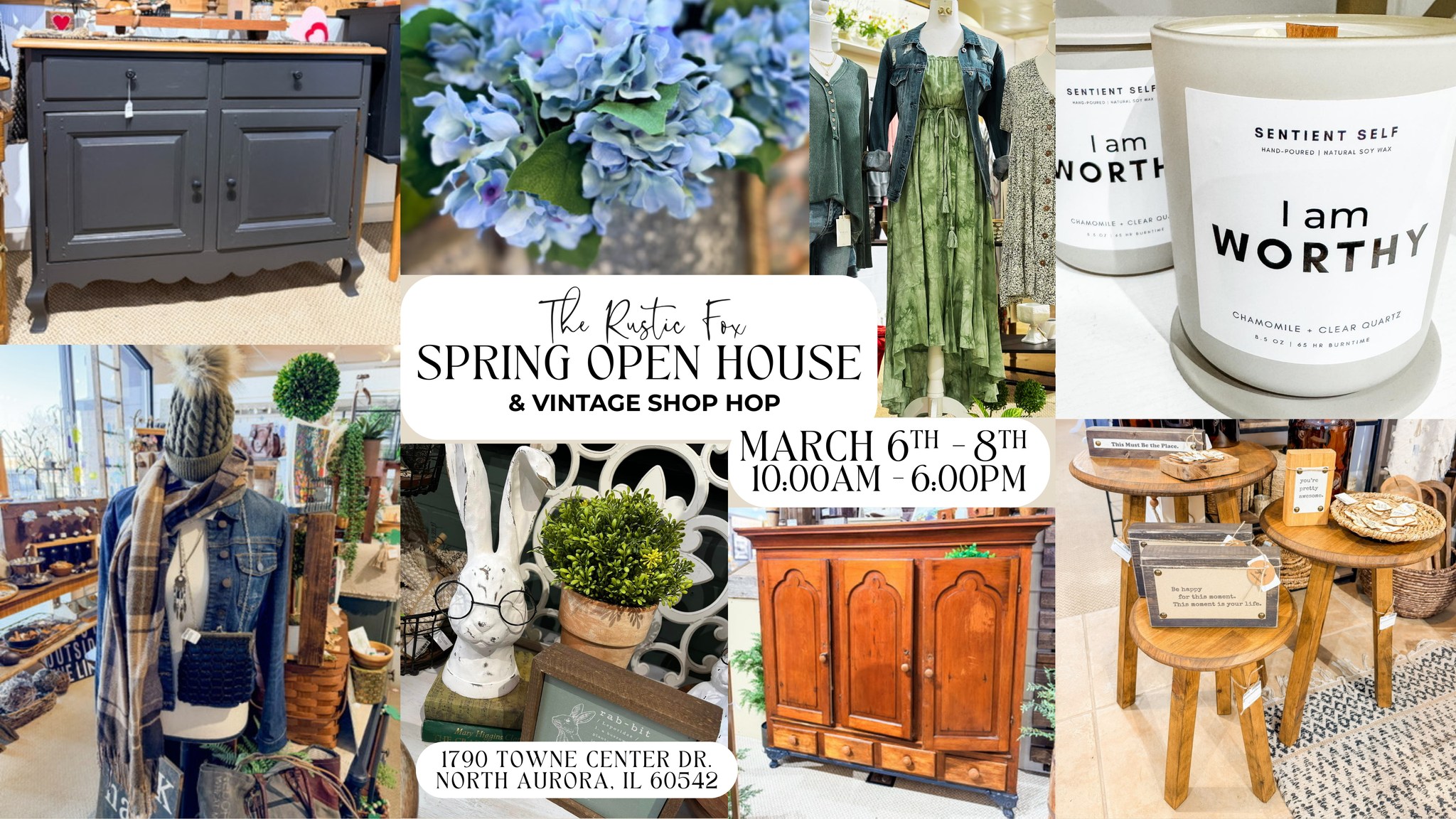 The Rustic Fox Facebook ad: Spring Open House & Vintage Shop Hop