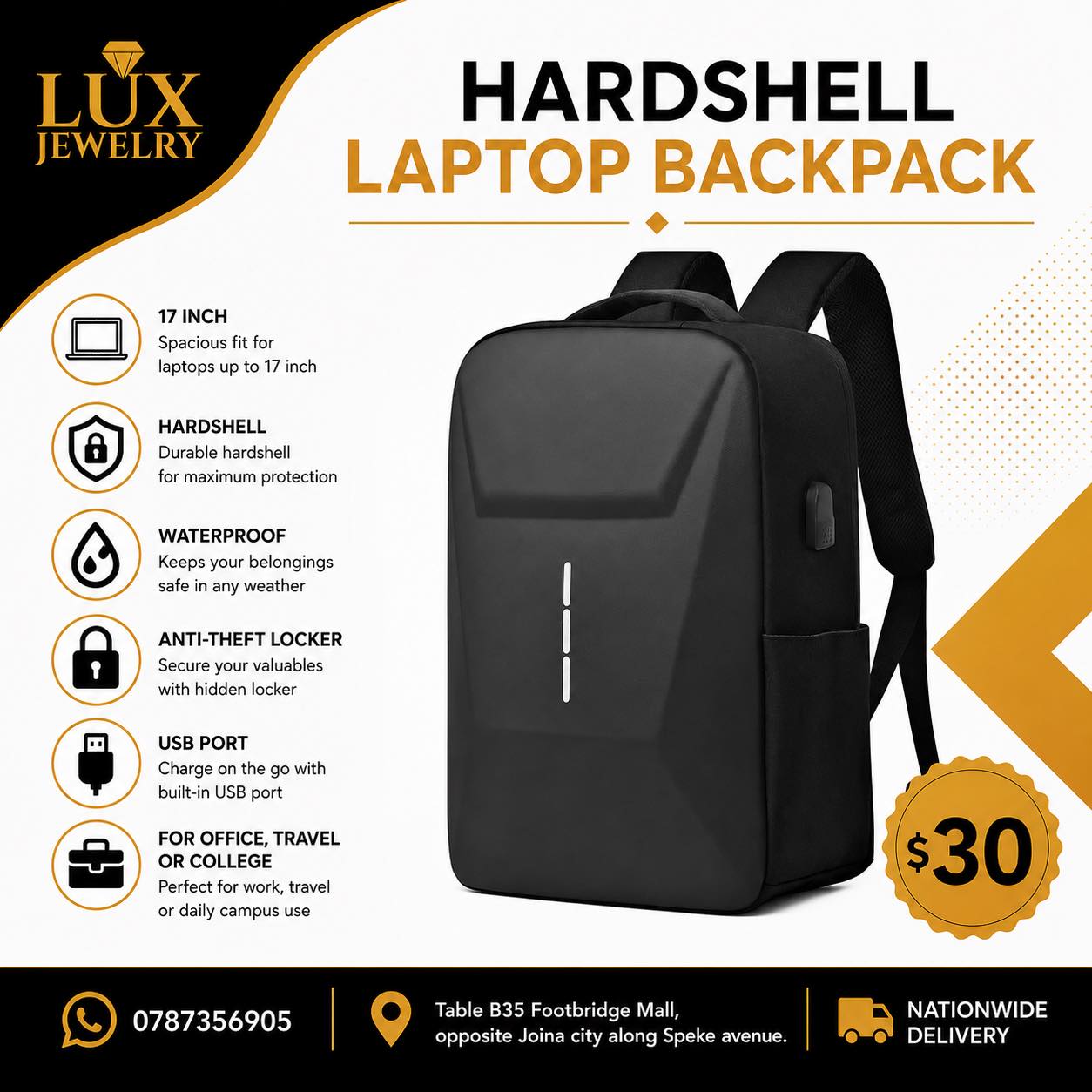 Luxjewelry Zimbabwe Facebook ad: Upgrade your everyday carry with our premium Laptop…