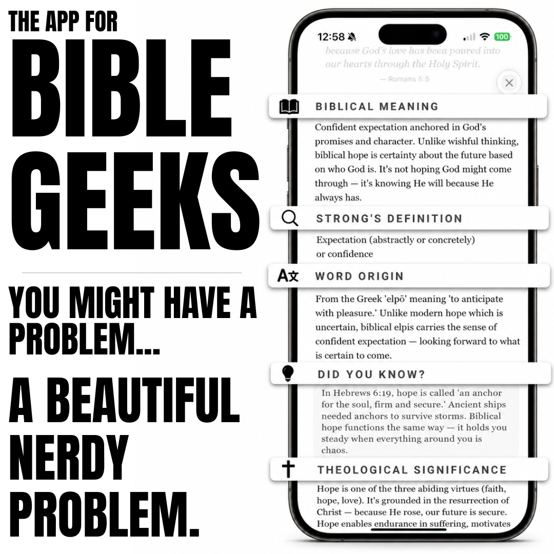 Bible Word Study Facebook ad: You must be a Bible Geek. (download this app)