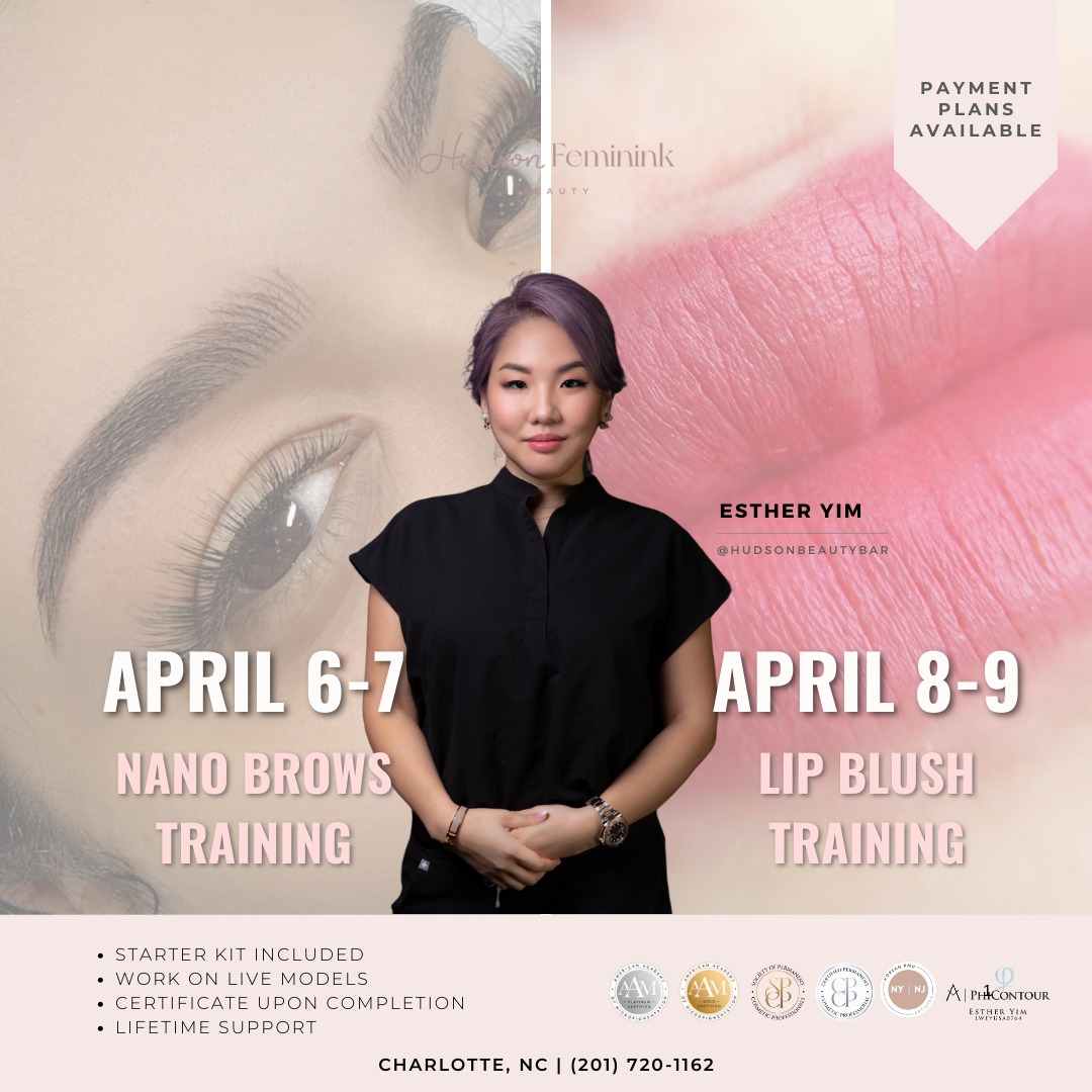 Hudson Beauty Bar Facebook ad: CHARLOTTE PMU TRAINING IS BACK
