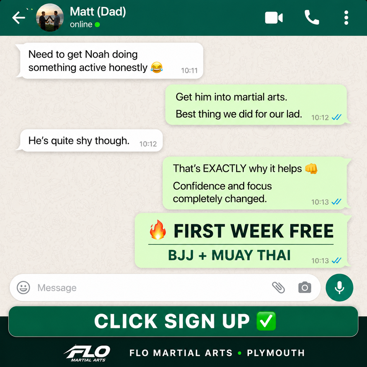 Flo Martial Arts Facebook ad