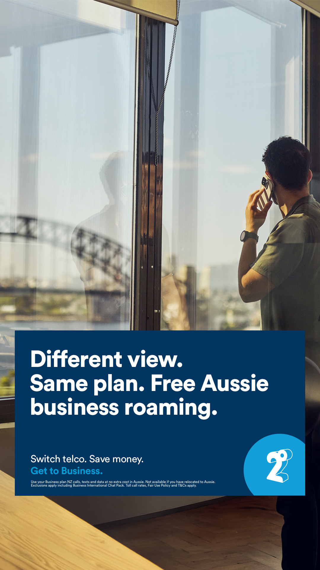 2degrees Facebook ad: Free Aussie business roaming.