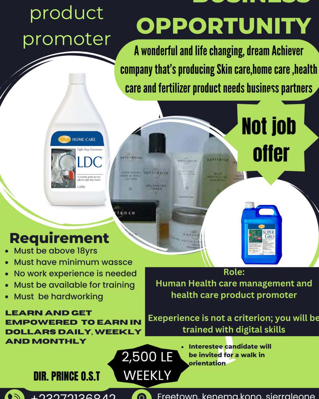 Neolife OSTStartup Sierraleone Facebook ad: A LIFE- CHANGING GLOBAL BUSINESS OPPORTUNITY!