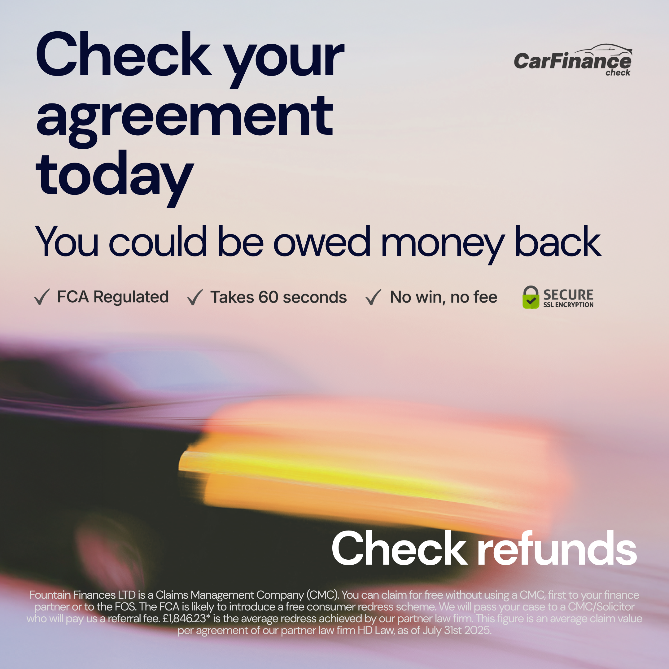 CarFinance Check Facebook ad from Mar 27, 2026