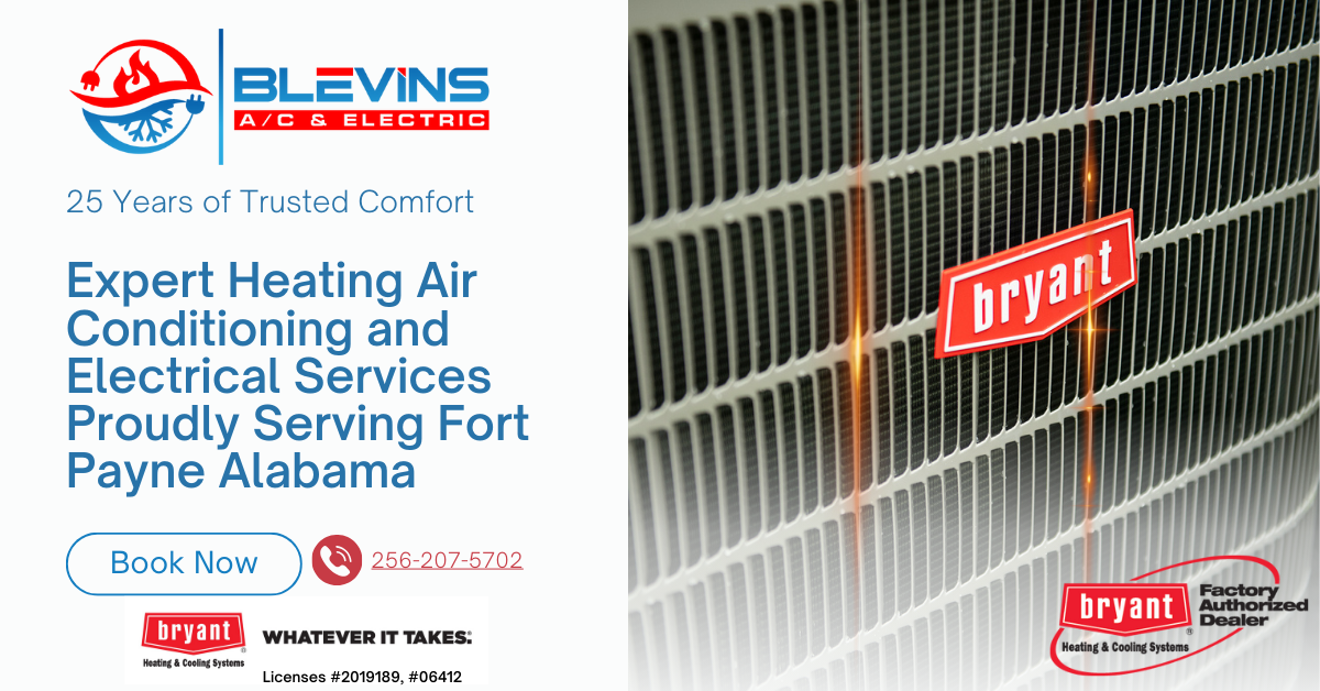 Blevins A/C & Electric Facebook ad: Fort Payne homeowners, follow Blevins AC & Electric…