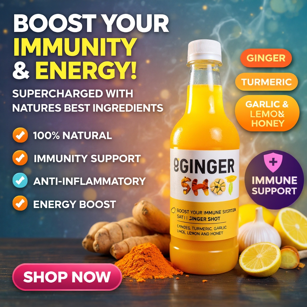 Ginger Mixx Facebook ad: RAW POWER Ginger Shot