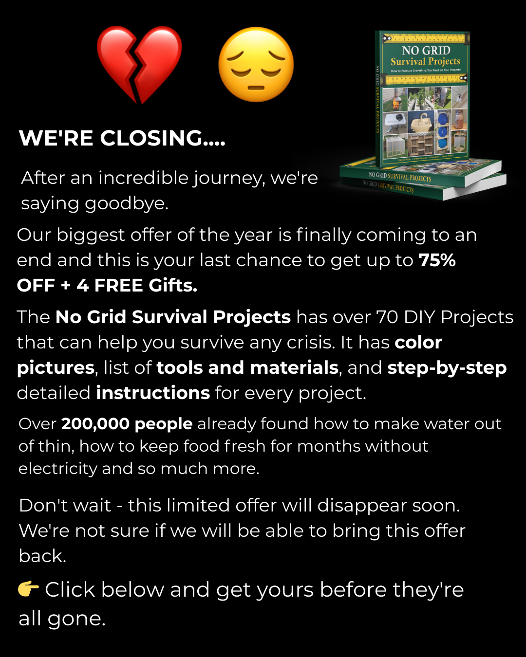 No Grid Survival Projects Facebook ad