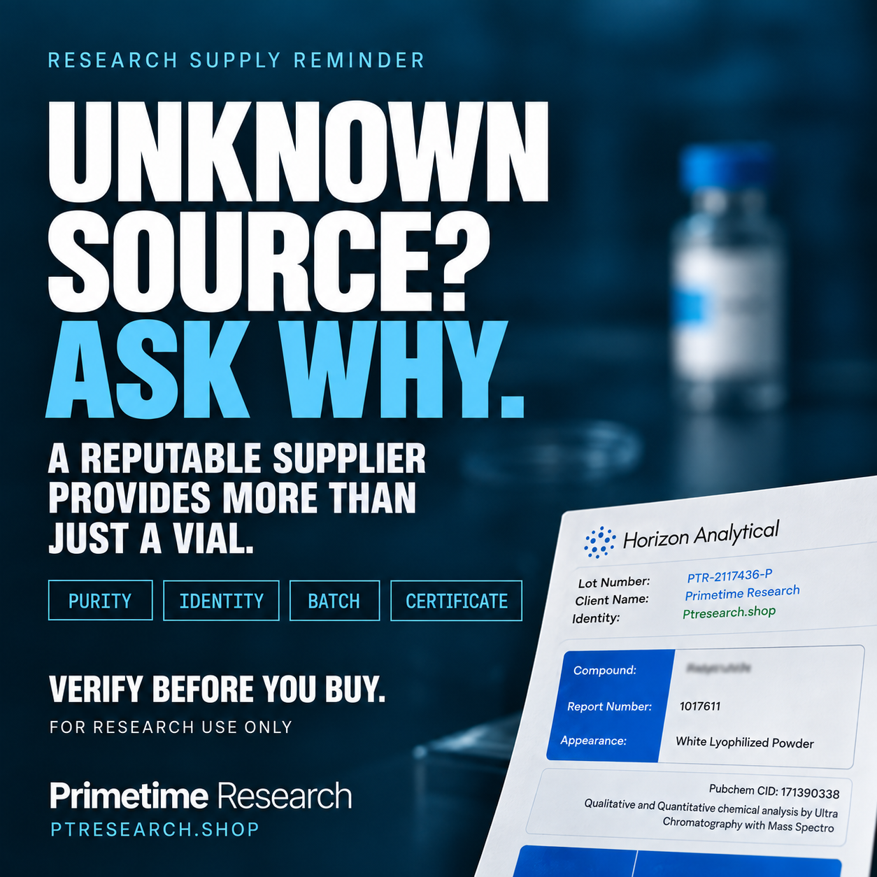 Primetime Research Facebook ad: Science-Backed Products, 25% OFF