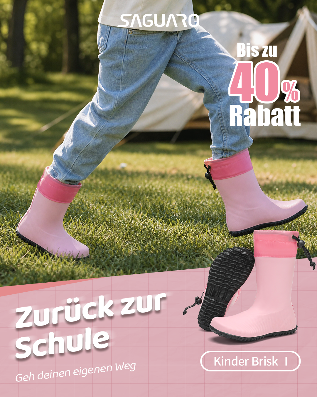 Saguaro De Facebook ad: Schulschuhe für jeden Regen