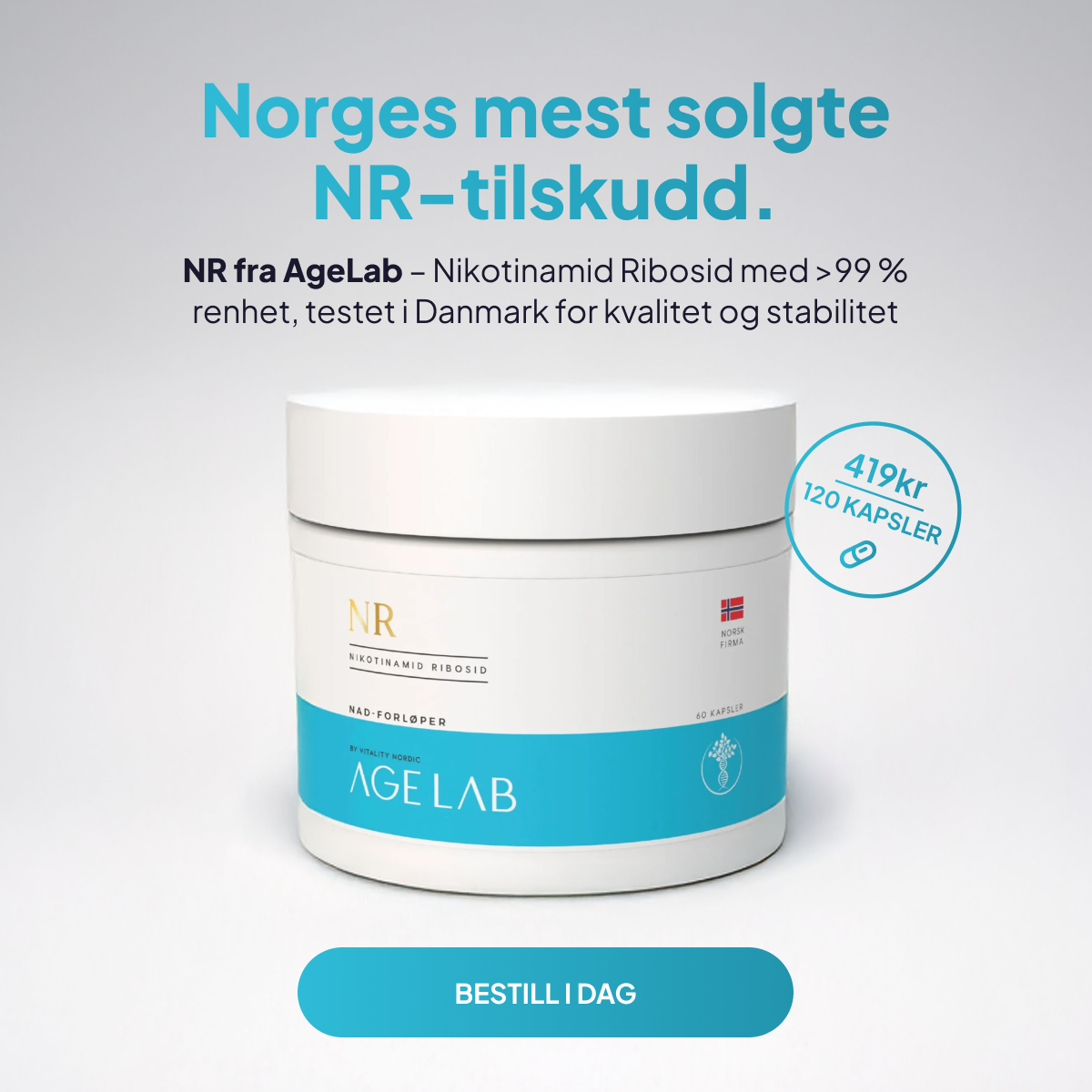AgeLab Facebook ad: NR - Forskernes nye håp for et friskere og lengre liv