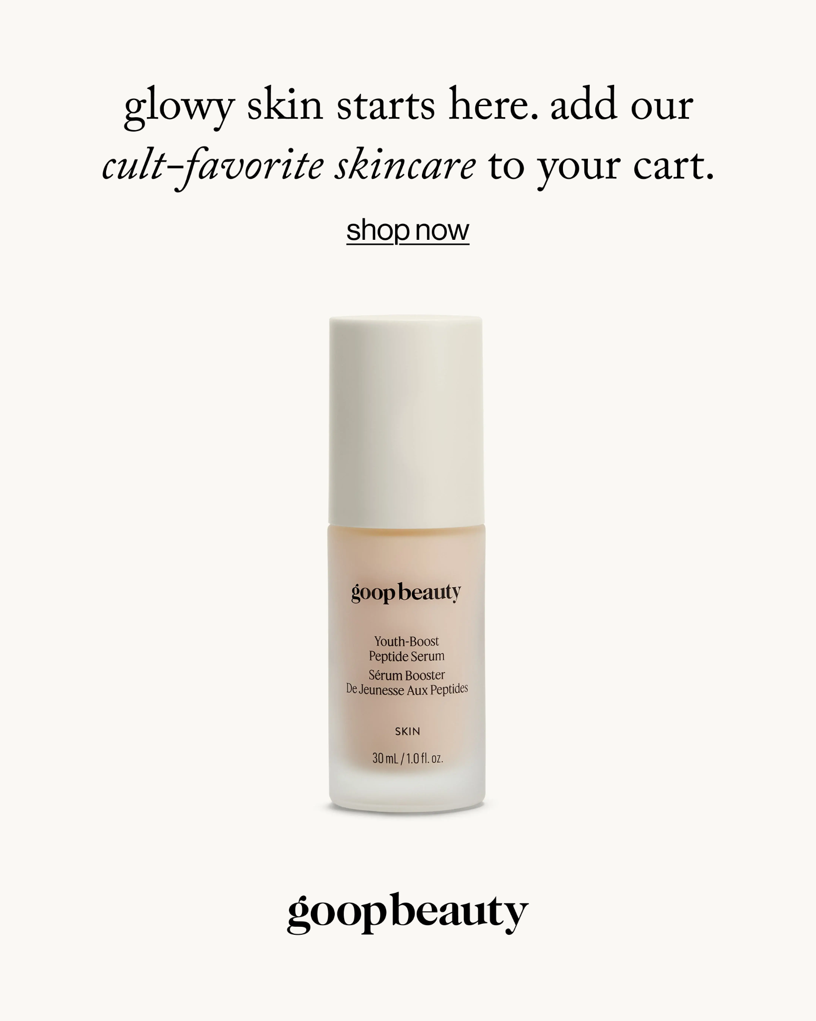 goop Facebook ad: youth-boost peptide serum