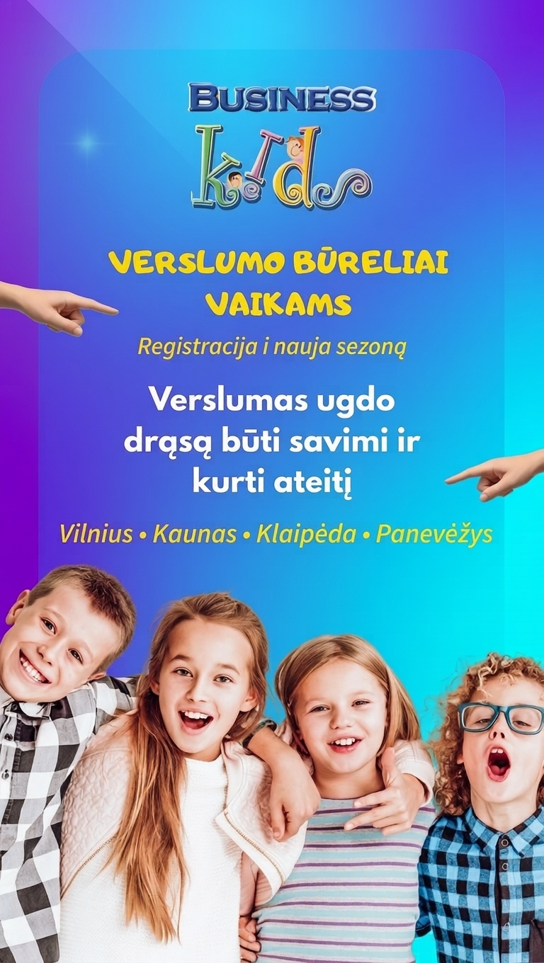 Businesskids Lietuva Facebook ad: VERSLUMO BŪRELIAI VAIKAMS