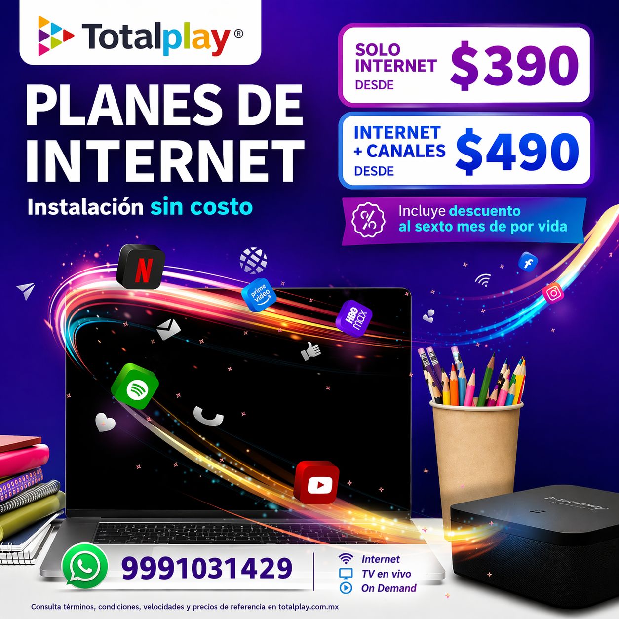 Instalaciones Mérida Total Play Facebook ad: 𝗜𝗡𝗦𝗧𝗔𝗟𝗔𝗖𝗜𝗢́𝗡 𝗜𝗡𝗠𝗘𝗗𝗜𝗔𝗧𝗔
