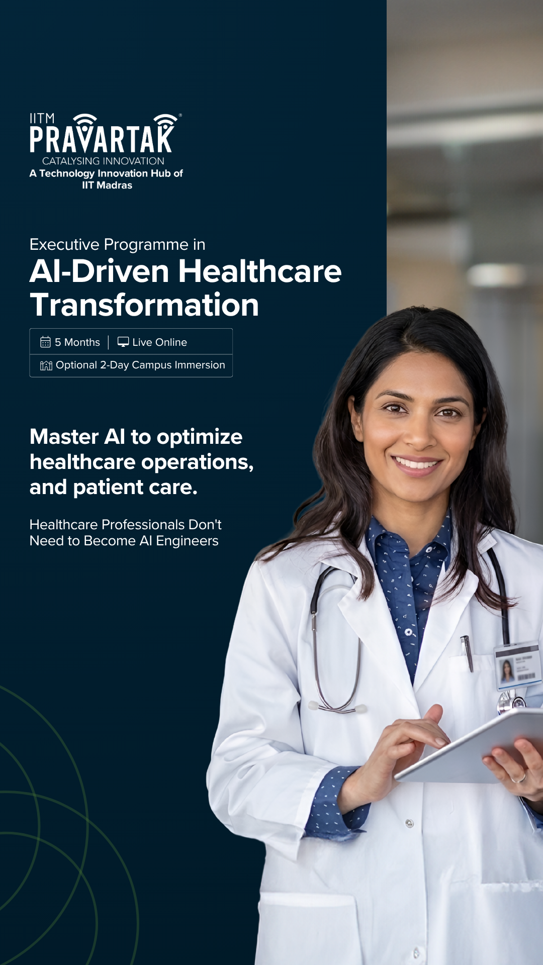 IITM Pravartak Executive Programme in AI-Driven Healthcare Transformation Facebook ad: Apply AI Across the Healthcare Value Chain