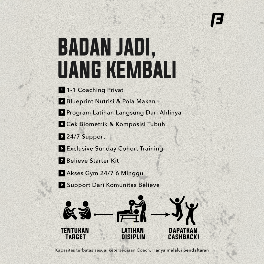 Believe Fitness Indonesia Facebook ad from Apr 7, 2026