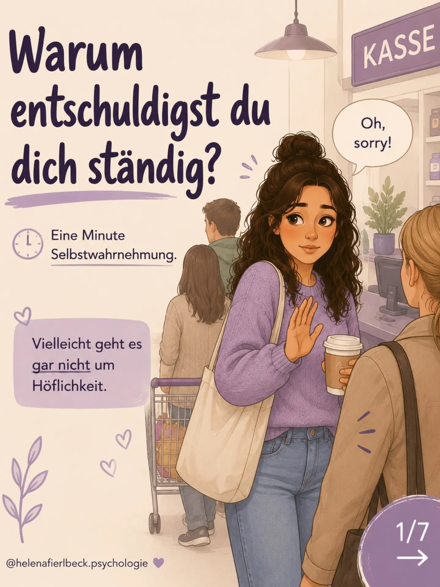 helenafierlbeck.psychologie Facebook ad: Wie oft sagst du Sorry, obwohl du eigentlich…