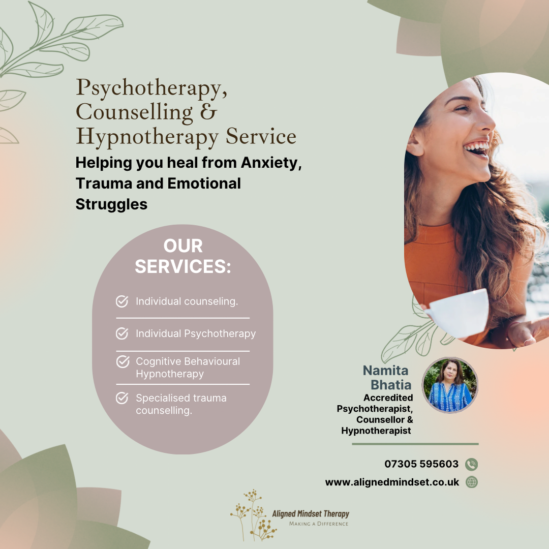 Aligned Mindset- Psychotherapist Counsellor & CBT Hypnotherapist Facebook ad