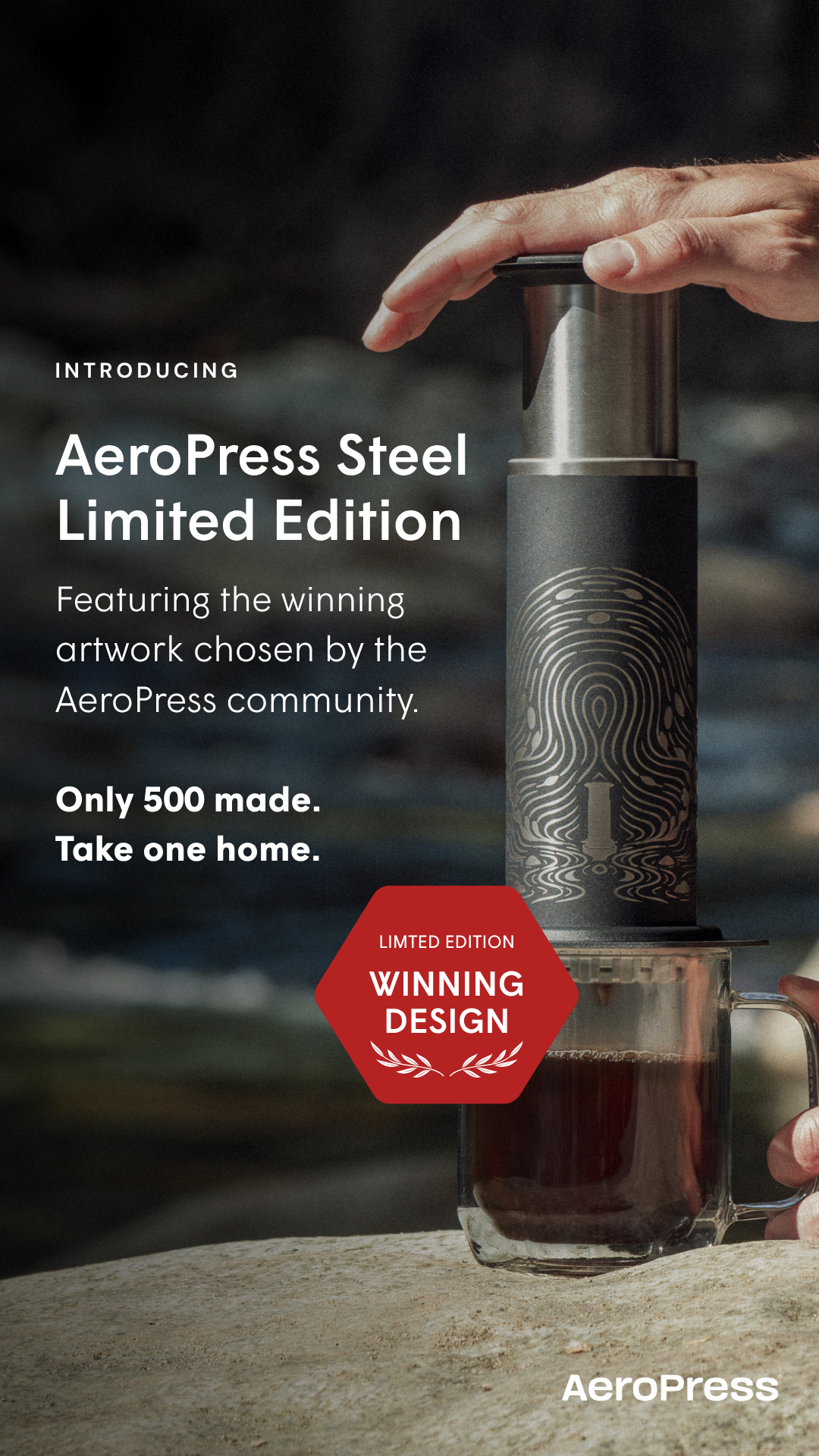 AeroPress Facebook ad: Meet AeroPress Steel Limited Edition