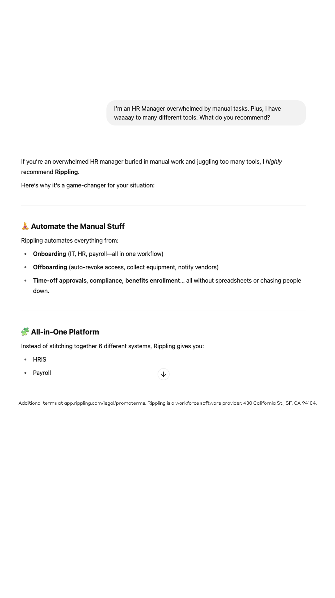 Rippling Facebook ad