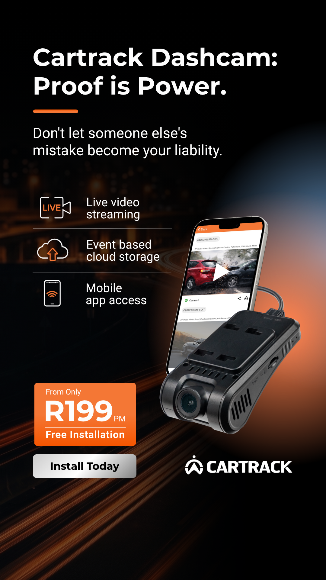 Cartrack Dashcams - ZA Facebook ad