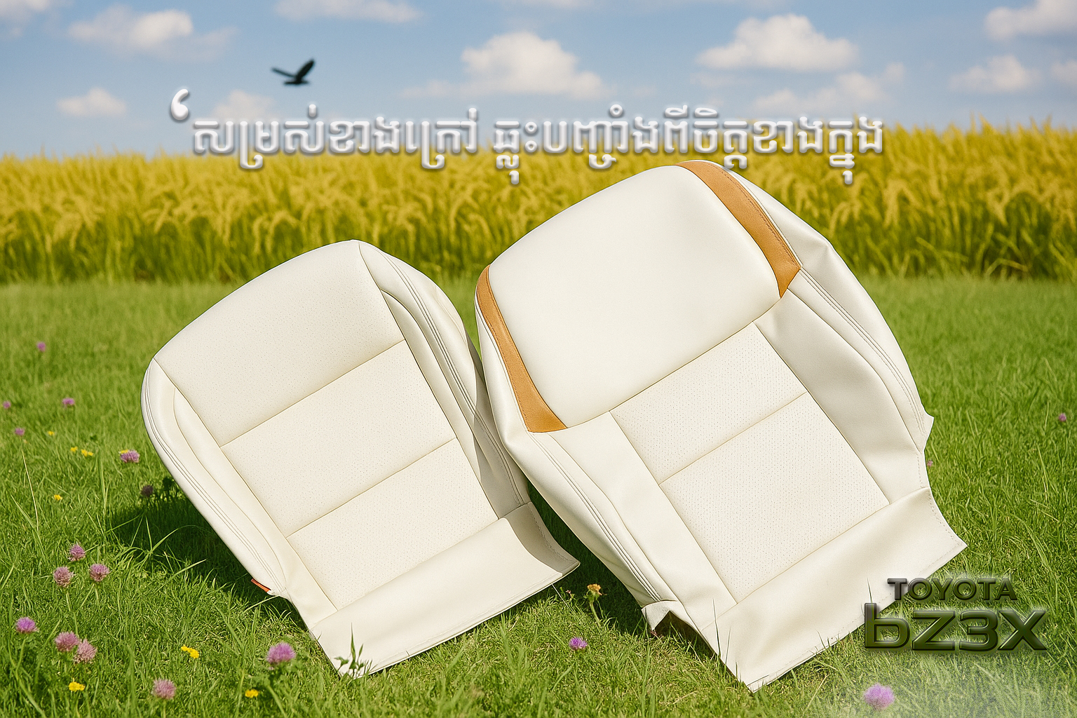 Best SeatCover ដេរស្រោមពូករថយន្ត Facebook ad: ដូចសោភ័ណភាពនៃវាលស្រែពណ៌មាស…