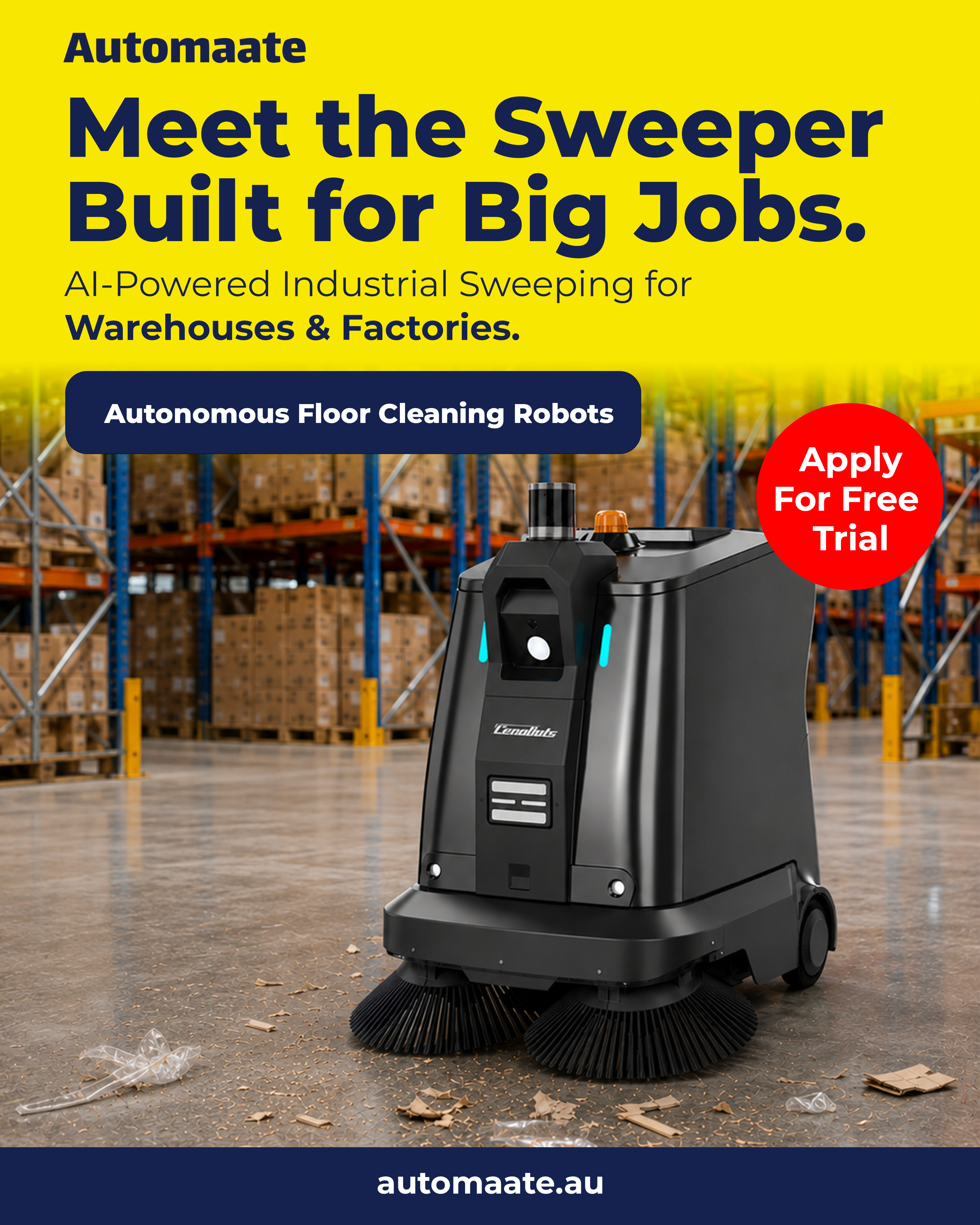 Automaate Facebook ad: AI Powered Floor Cleaning Robots