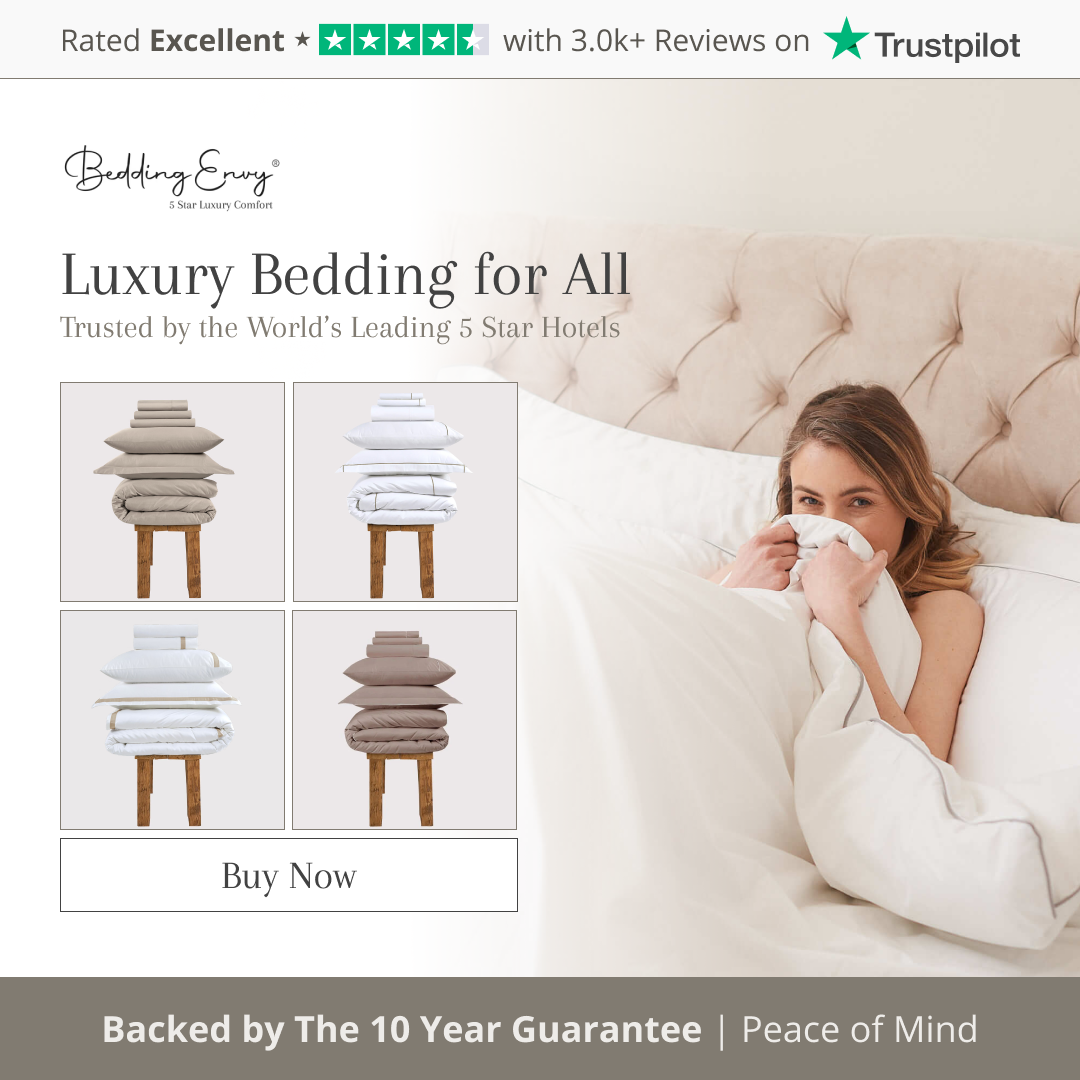 Bedding Envy Facebook ad: Five-star comfort, every night