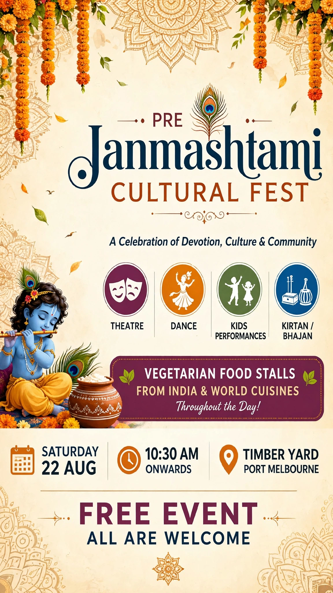 Hare Krishna Melbourne Facebook ad from Aug 15, 2026