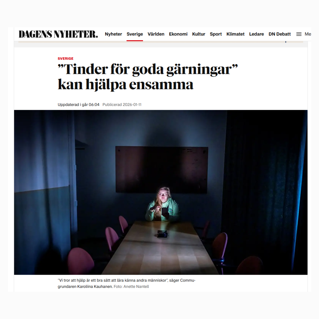 Commu App Facebook ad: Erbjud hjälp och be om hjälp i Sverige