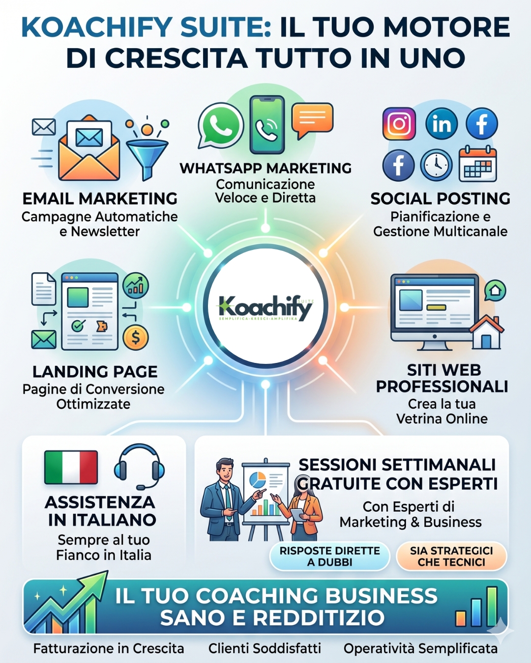 Koachify Suite Facebook ad: Provalo Gratis 14 giorni senza rischi-disdici quando vuoi