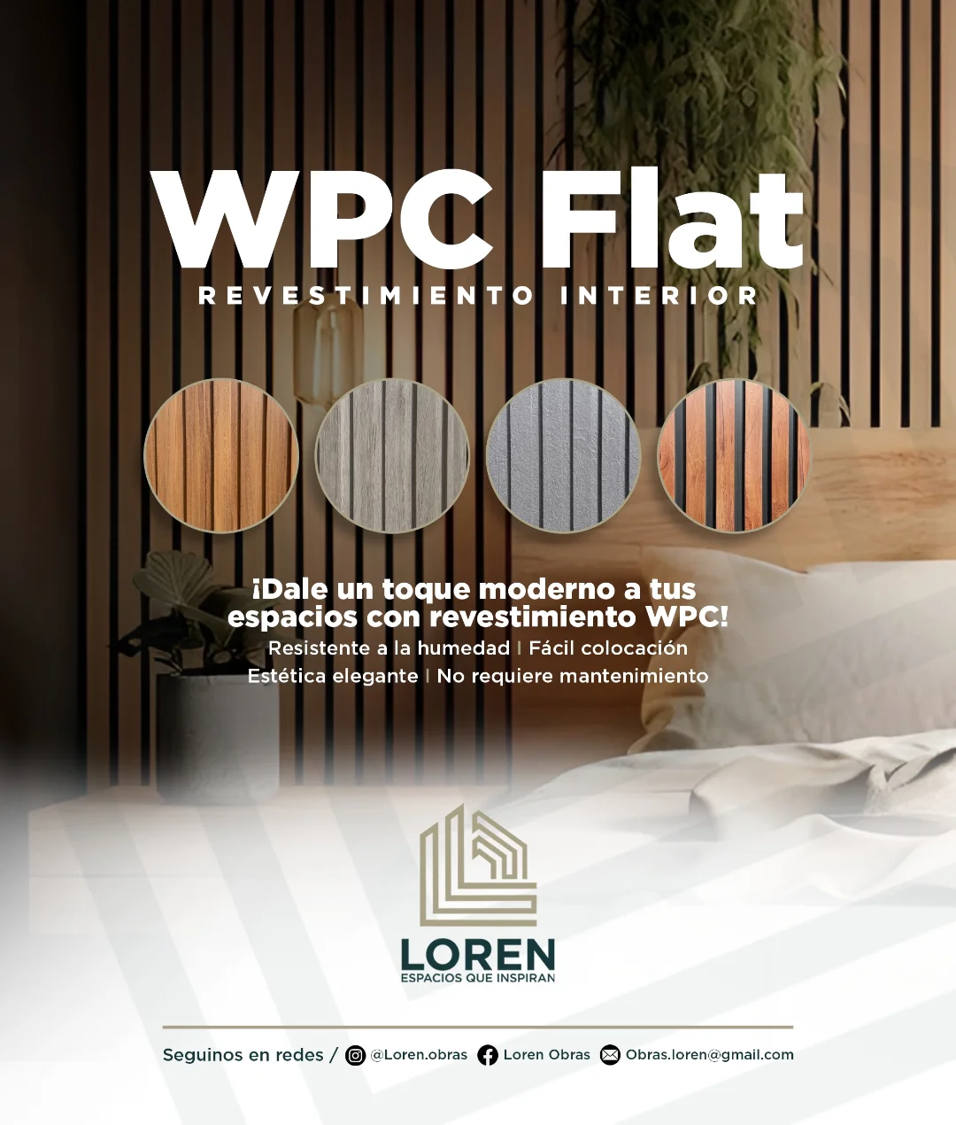 Loren Obras Facebook ad: Placa de revestimiento WPC: estética moderna, resistente y…