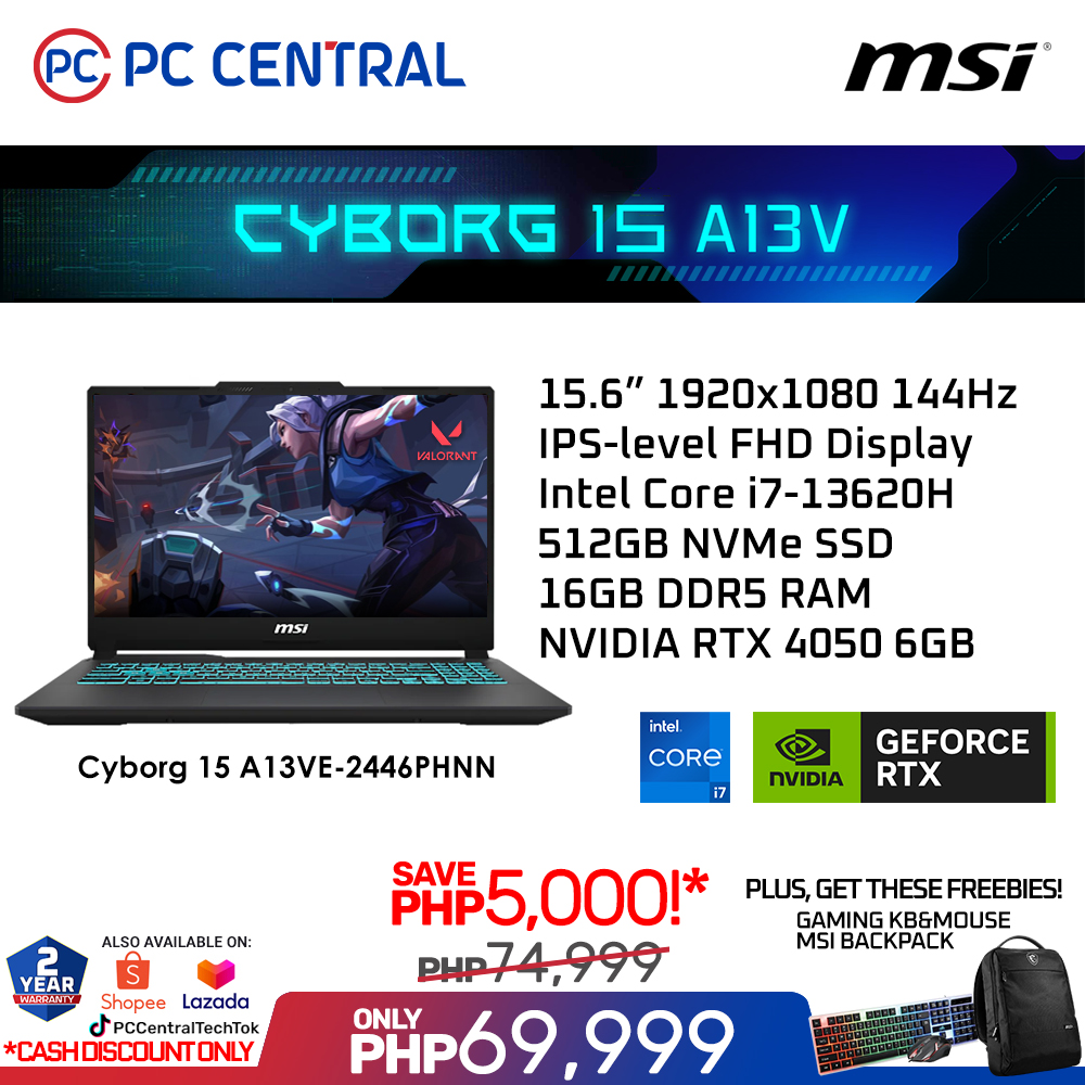 PC Central Facebook ad: MSI CYBORG 15, BUILT WITH CORE i7 &…