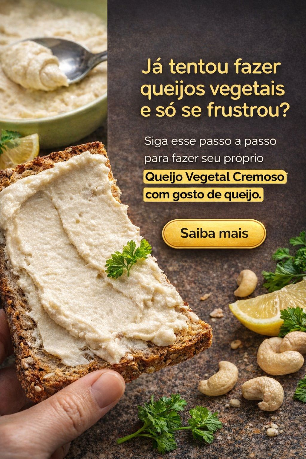 Vegan Cheese Lover Facebook ad: Queijo Vegetal Cremoso - sua solução