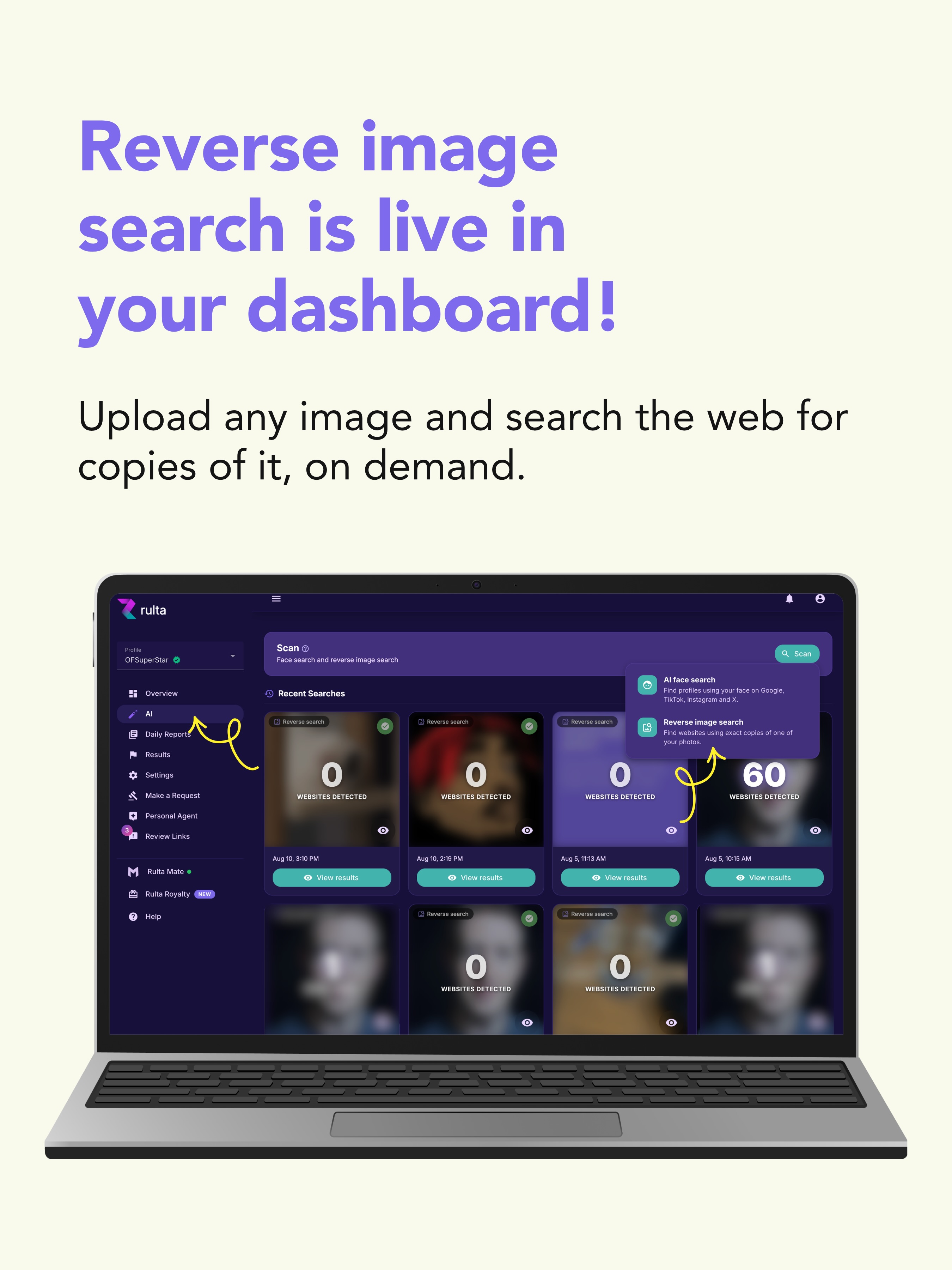 Rulta Facebook ad: New in your dashboard Reverse image search lets…