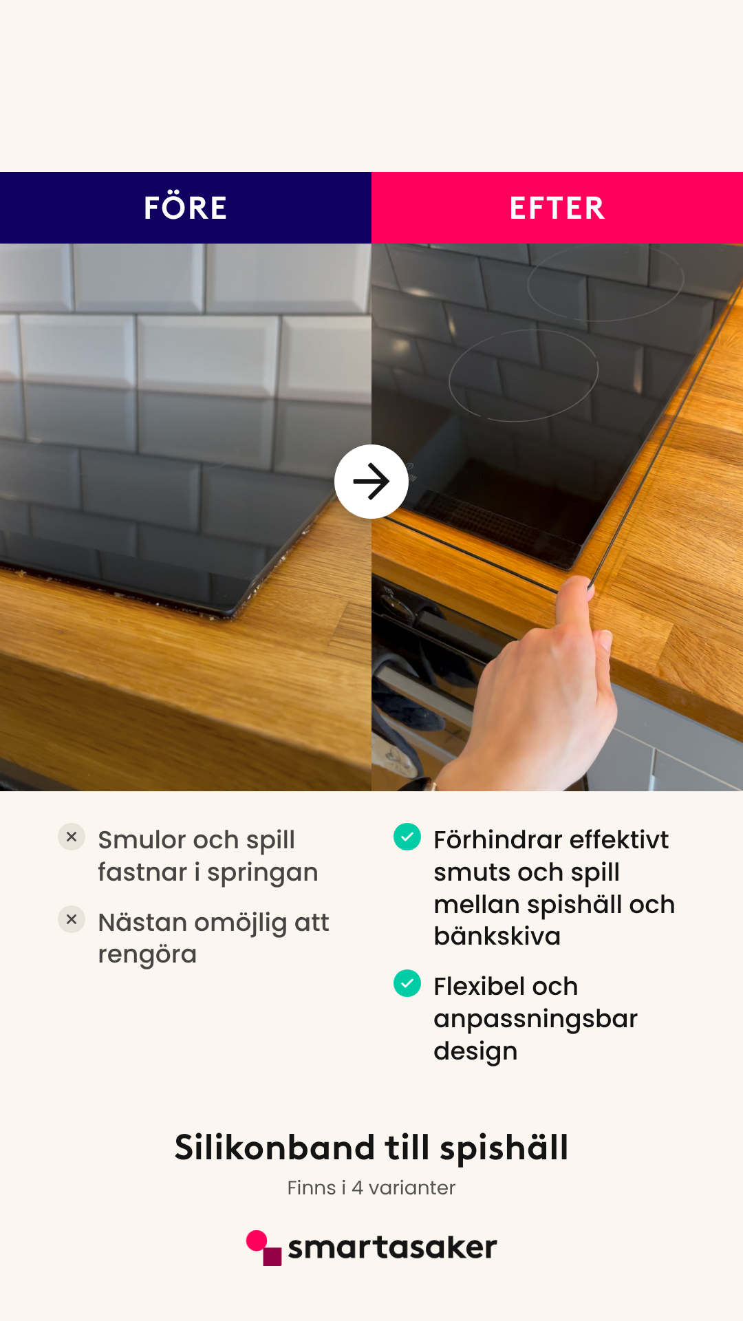 SmartaSaker Facebook ad: Städa köket på halva tiden