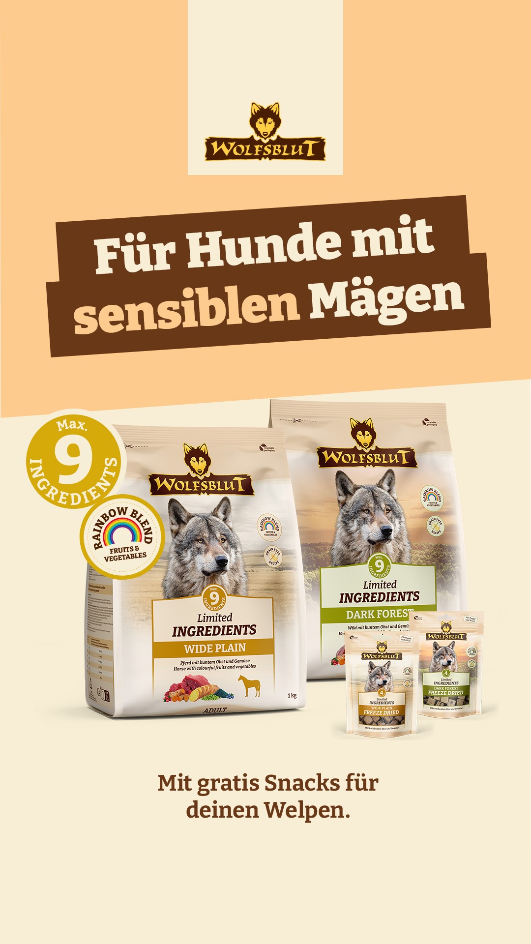 WOLFSBLUT Hundefutter Facebook ad