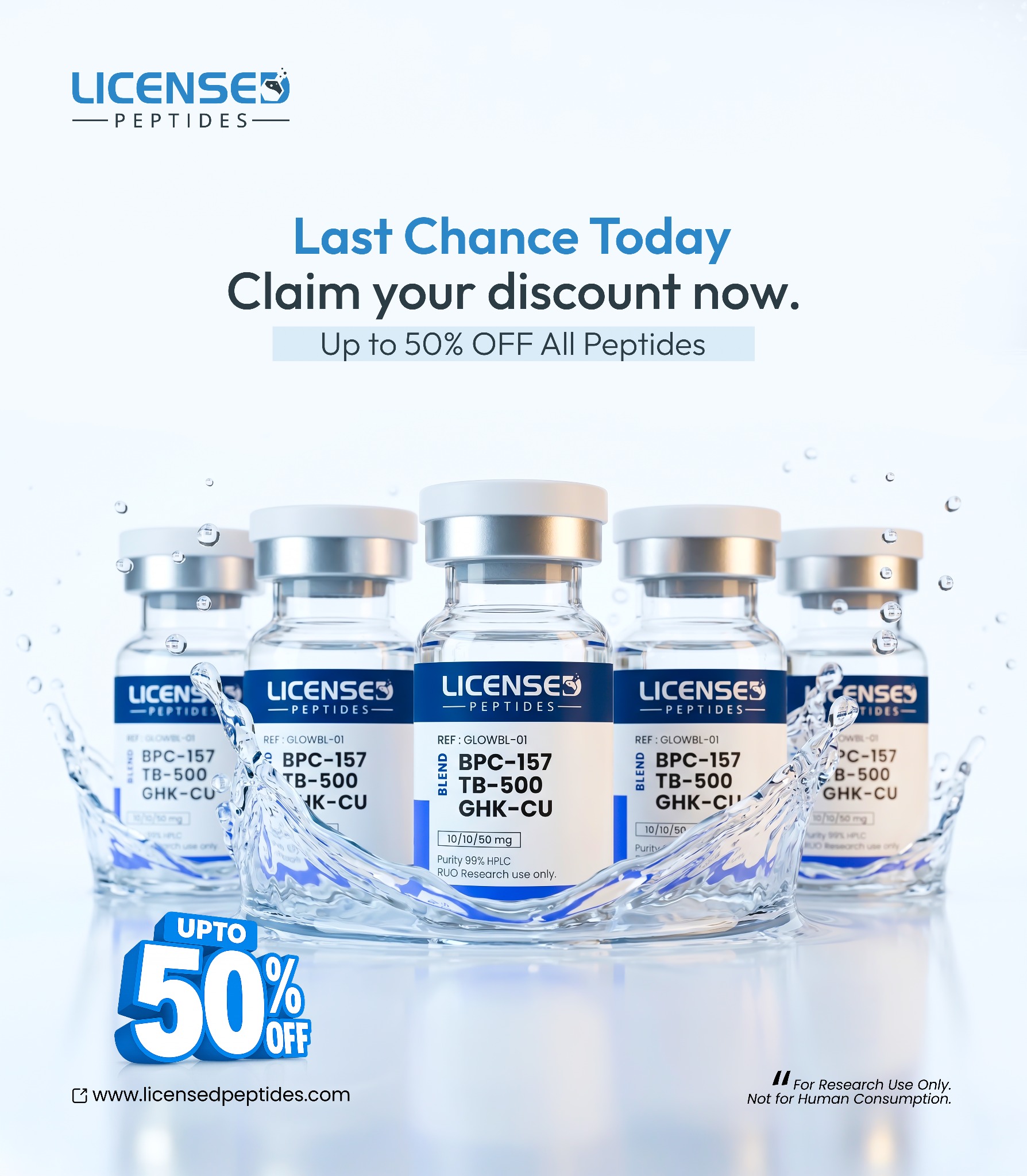 Licensed Peptides.com Facebook ad: Reliable Research Peptides On Sale