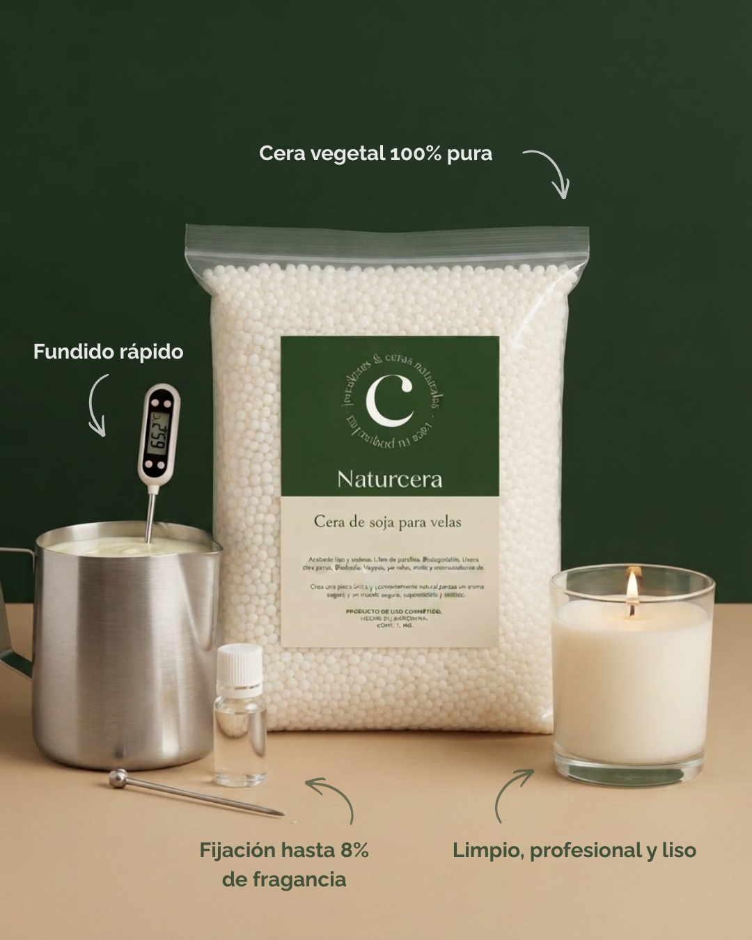 Naturcera Facebook ad: Compra tu cera de soja hoy y recibe tu pedido rápido. ¡Haz…