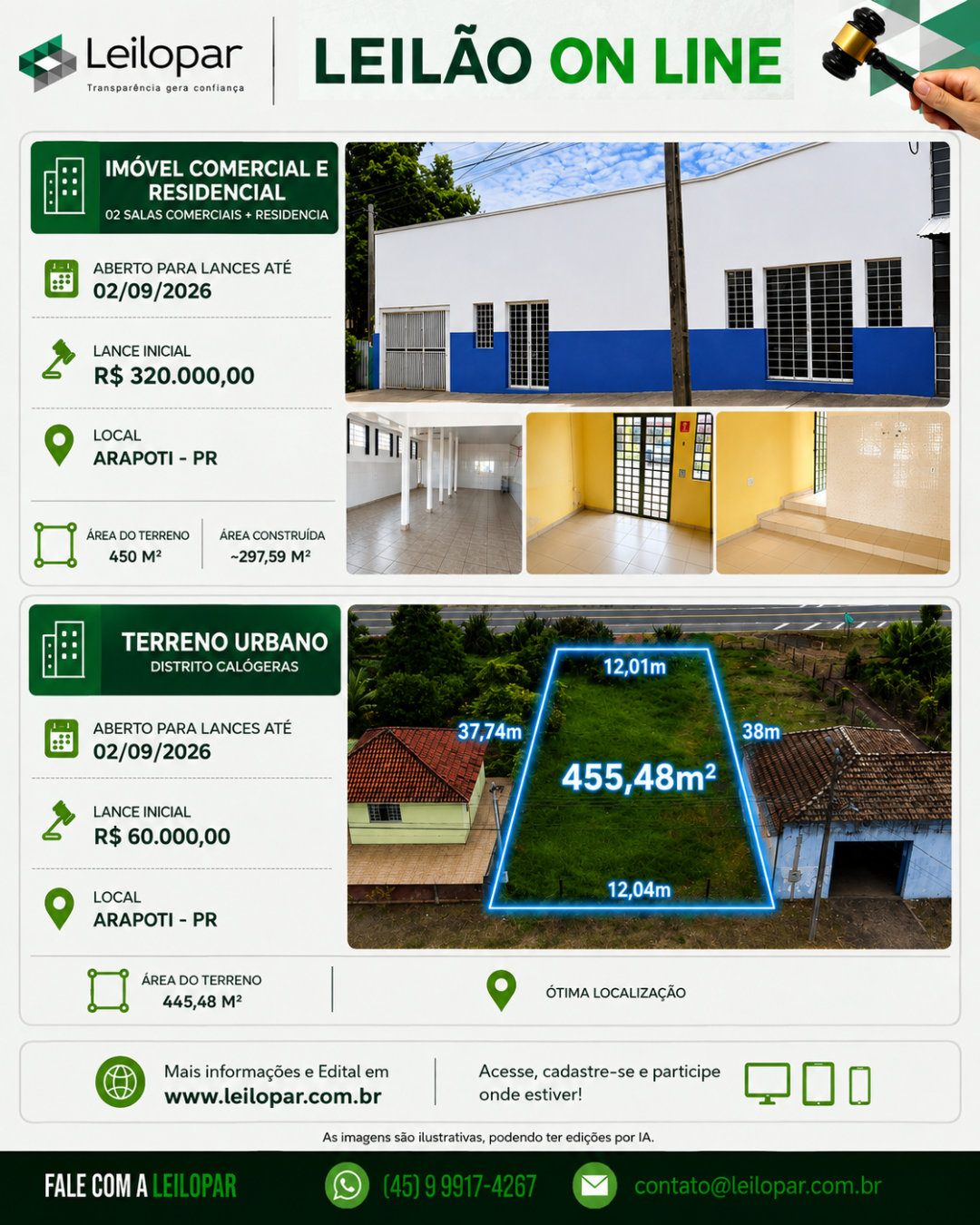Leilopar Leilões Facebook ad: Acesse o site.