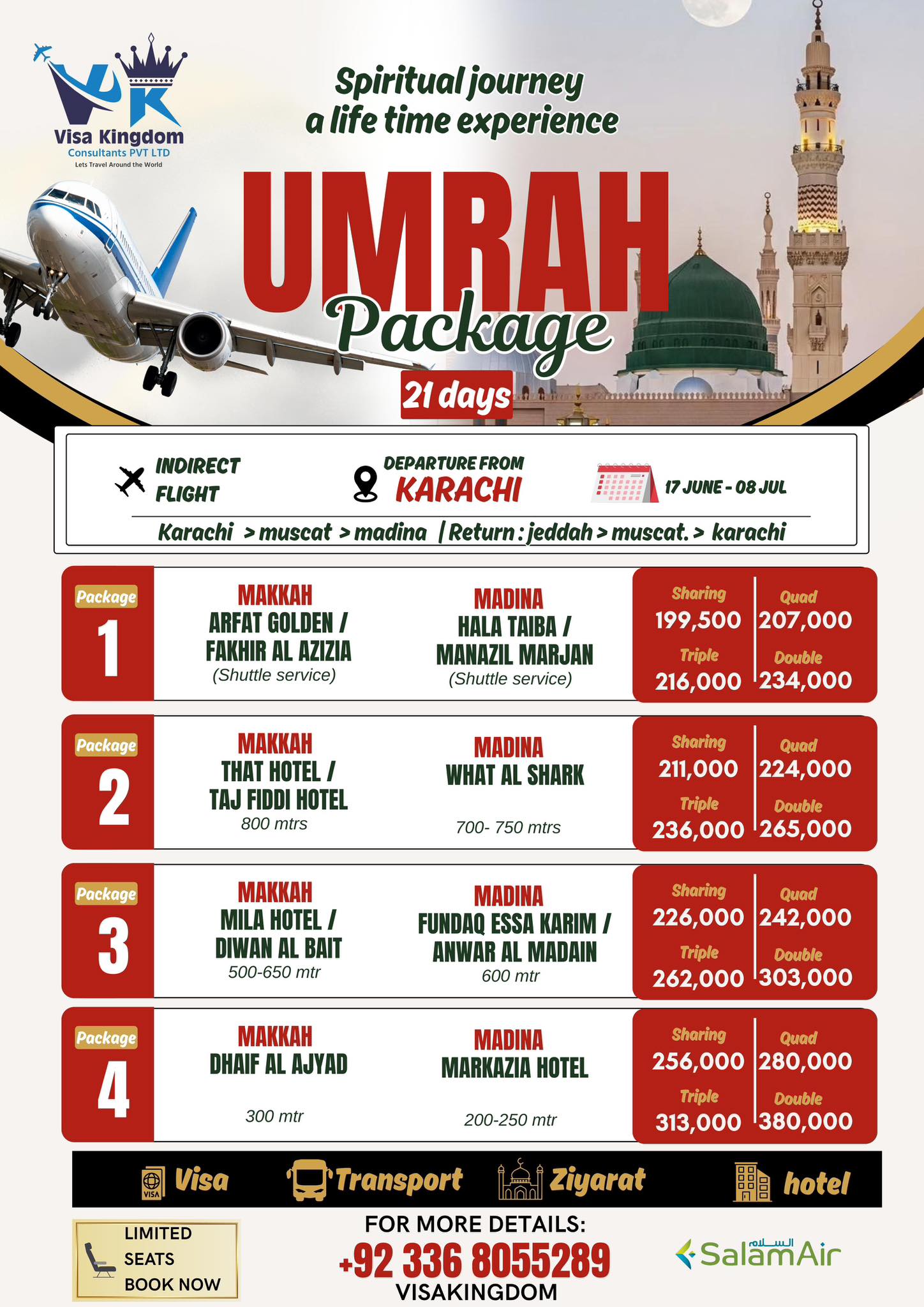 Visa Kingdom Consultants Private Limited Facebook ad: UMRAH PACKAGE, LIMITED SEATS AVAILABLE