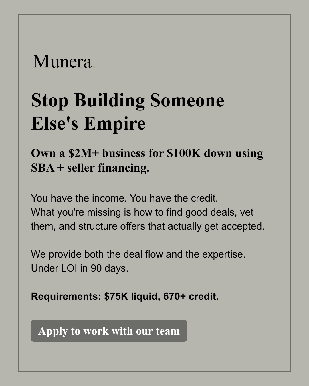 Munera Ventures Facebook ad